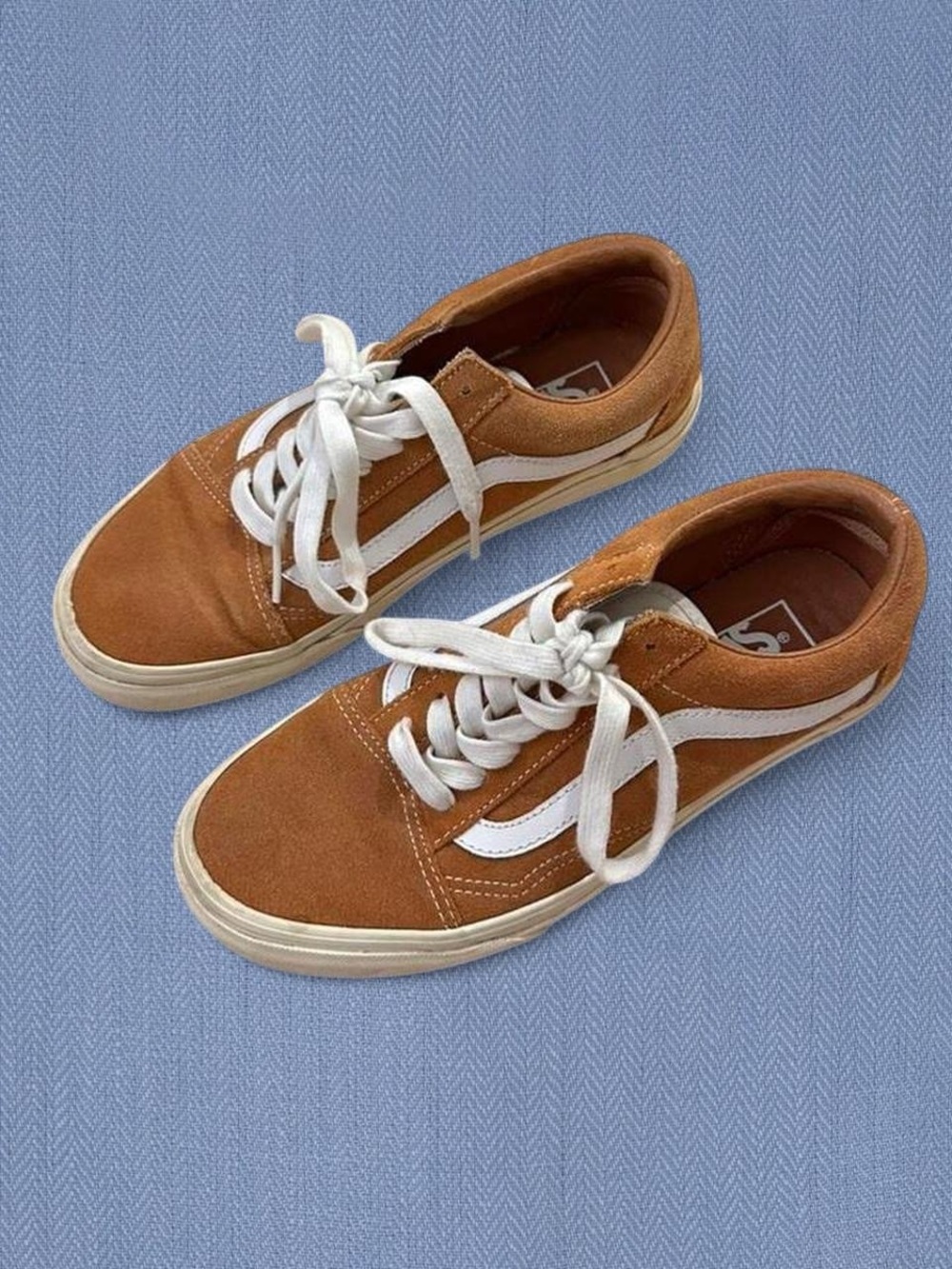 Vans Old Skool Suede Sneakers in Tan and White